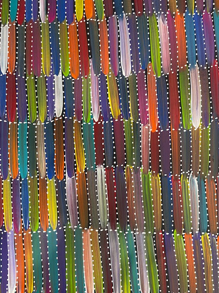 #330 Bush Yams (multi)- SELINA NUMINA :Aboriginal Art: 69cm x 95cm