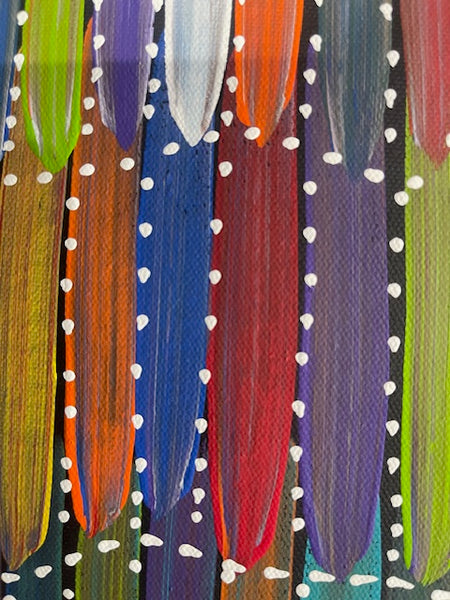 #330 Bush Yams (multi)- SELINA NUMINA :Aboriginal Art: 69cm x 95cm