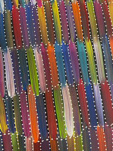 #330 Bush Yams (multi)- SELINA NUMINA :Aboriginal Art: 69cm x 95cm