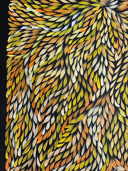 #240 Bush Medicine Leaves (Sunset) - CAROLINE NUMINA : Aboriginal Art: 72 x 95cm