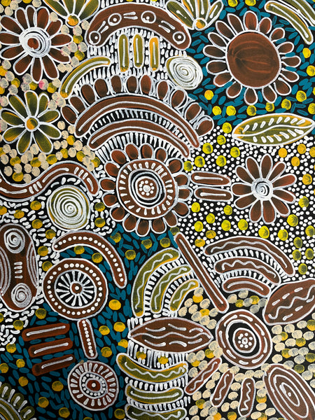 #213 Woman's Ceremony - JESSIE BIRD NGALE  : Aboriginal Art: 39cm x 53cm