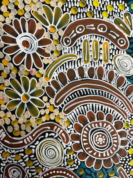 #213 Woman's Ceremony - JESSIE BIRD NGALE  : Aboriginal Art: 39cm x 53cm