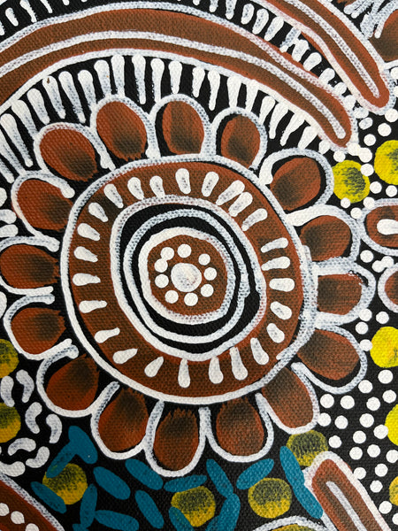 #213 Woman's Ceremony - JESSIE BIRD NGALE  : Aboriginal Art: 39cm x 53cm