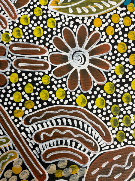 #213 Woman's Ceremony - JESSIE BIRD NGALE  : Aboriginal Art: 39cm x 53cm