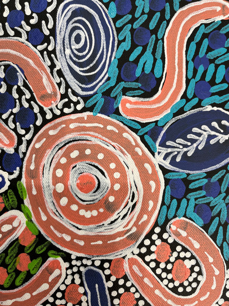 #398 Woman's Ceremony - JESSIE BIRD NGALE  : Aboriginal Art: 36cm x 50cm