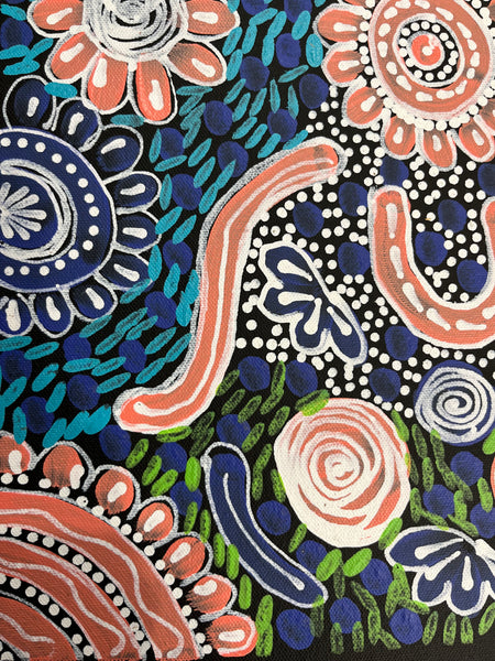 #398 Woman's Ceremony - JESSIE BIRD NGALE  : Aboriginal Art: 36cm x 50cm