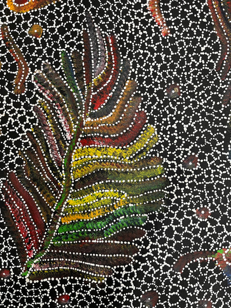 #130 Bush Seed Dreaming Artist: JEDDA PURVIS KNGWARREYE  89cm x 89cm