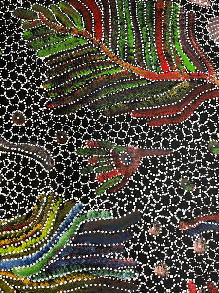 #130 Bush Seed Dreaming Artist: JEDDA PURVIS KNGWARREYE  89cm x 89cm
