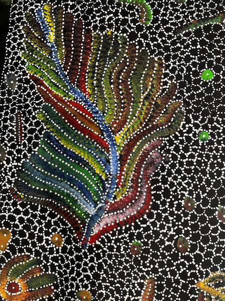#130 Bush Seed Dreaming Artist: JEDDA PURVIS KNGWARREYE  89cm x 89cm