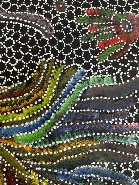 #130 Bush Seed Dreaming Artist: JEDDA PURVIS KNGWARREYE  89cm x 89cm