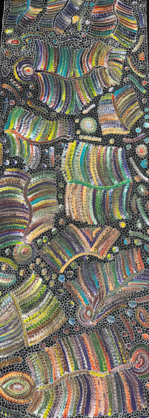 #120 Bush Seed Dreaming Artist: JEDDA PURVIS KNGWARREYE:  200cm x 73cm