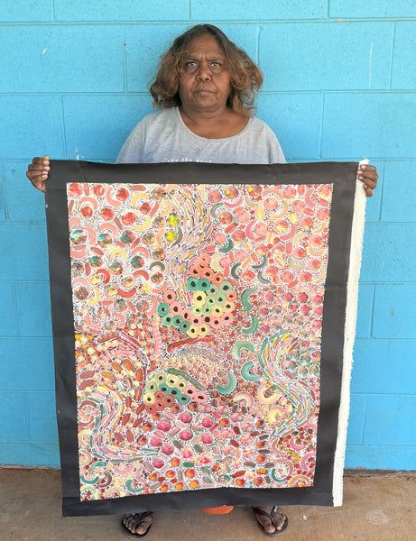 #117 Bush Yam Dreaming (Pastels) - RACHAEL NAMBULA: Aboriginal Art 70cm x 92cm