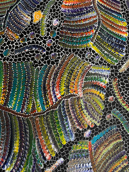 #120 Bush Seed Dreaming Artist: JEDDA PURVIS KNGWARREYE:  200cm x 73cm