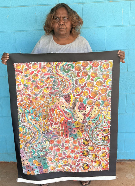 166 Bush Yam Dreaming (Pastels) - RACHAEL NAMBULA: Aboriginal Art 70cm x 92cm