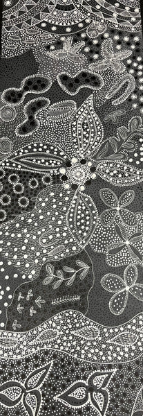 #89 Women's Ceremony (Charcoal) Artist: TANYA BIRD MPETYANE Aboriginal Art: 72cm x 200cm