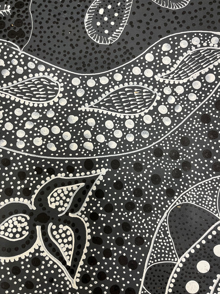 #89 Women's Ceremony (Charcoal) Artist: TANYA BIRD MPETYANE Aboriginal Art: 72cm x 200cm