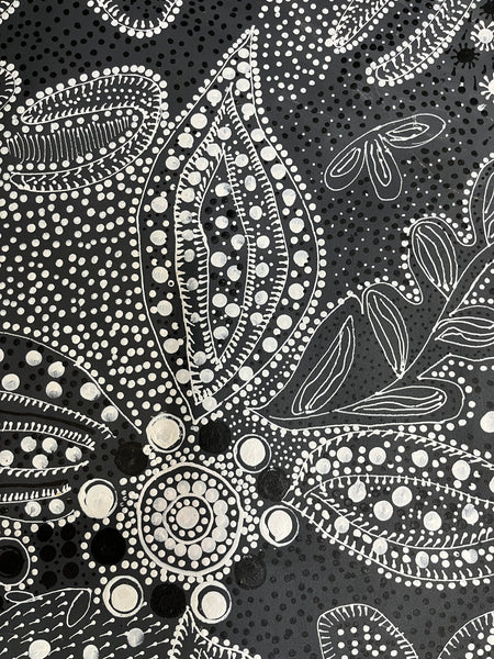 #89 Women's Ceremony (Charcoal) Artist: TANYA BIRD MPETYANE Aboriginal Art: 72cm x 200cm