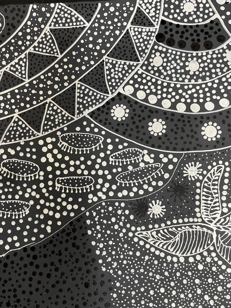 #89 Women's Ceremony (Charcoal) Artist: TANYA BIRD MPETYANE Aboriginal Art: 72cm x 200cm