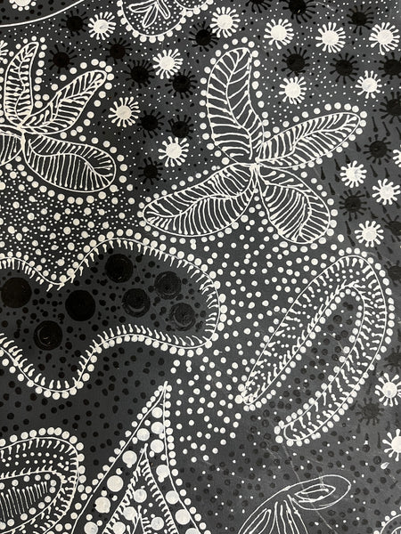 #89 Women's Ceremony (Charcoal) Artist: TANYA BIRD MPETYANE Aboriginal Art: 72cm x 200cm