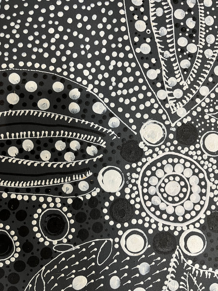 #89 Women's Ceremony (Charcoal) Artist: TANYA BIRD MPETYANE Aboriginal Art: 72cm x 200cm
