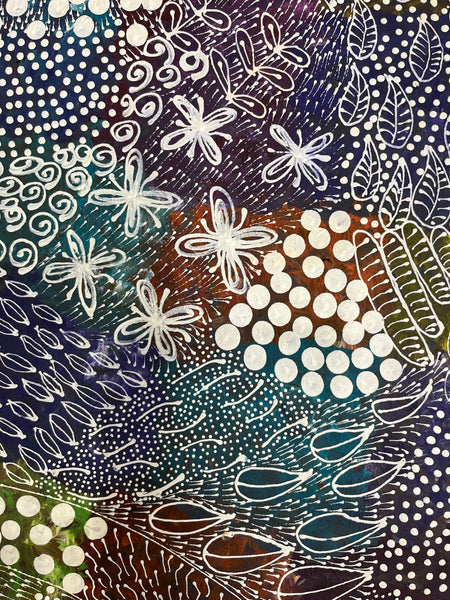 #319 Women's Ceremony (Multi) Artist: TANYA BIRD MPETYANE Aboriginal Art: 72cm x 200cm