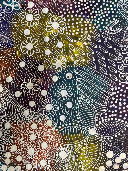 #319 Women's Ceremony (Multi) Artist: TANYA BIRD MPETYANE Aboriginal Art: 72cm x 200cm
