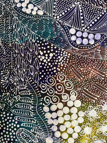 #319 Women's Ceremony (Multi) Artist: TANYA BIRD MPETYANE Aboriginal Art: 72cm x 200cm