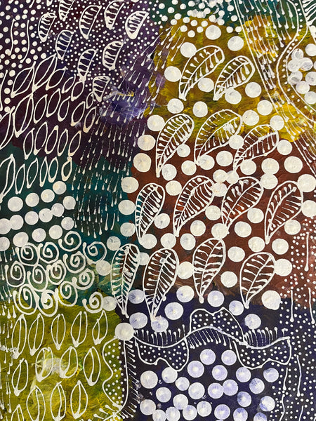 #319 Women's Ceremony (Multi) Artist: TANYA BIRD MPETYANE Aboriginal Art: 72cm x 200cm
