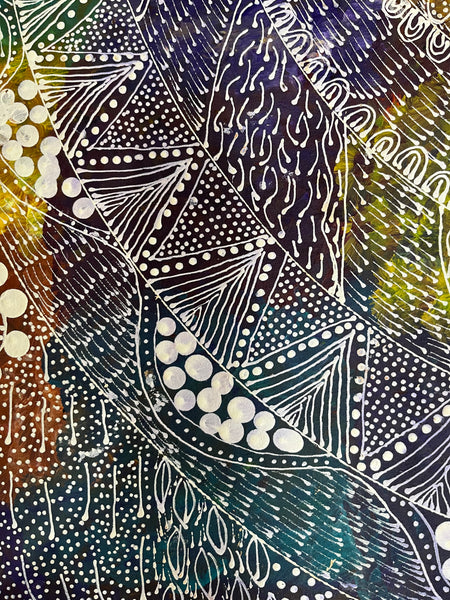 #319 Women's Ceremony (Multi) Artist: TANYA BIRD MPETYANE Aboriginal Art: 72cm x 200cm