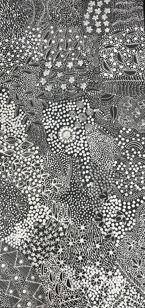 #336 Women's Ceremony (Charcoal) Artist: TANYA BIRD MPETYANE Aboriginal Art: 70cm x 140cm