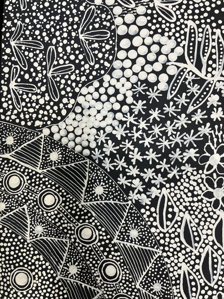 #336 Women's Ceremony (Charcoal) Artist: TANYA BIRD MPETYANE Aboriginal Art: 70cm x 140cm