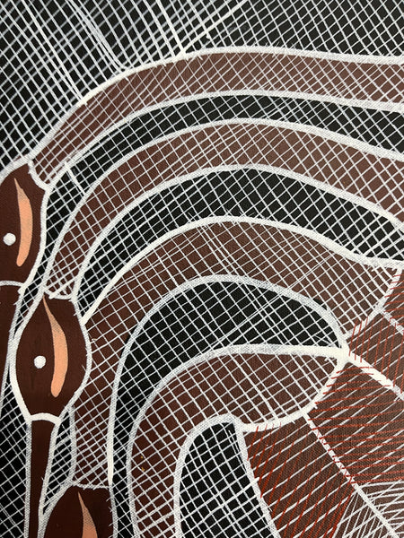 #79 Brolgas at the Billabong  - EDDIE BLITNER Aboriginal Art :  42cm x 54cm