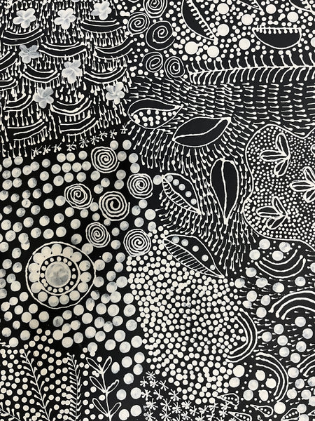 #336 Women's Ceremony (Charcoal) Artist: TANYA BIRD MPETYANE Aboriginal Art: 70cm x 140cm