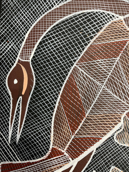 #99 Brolgas at the Billabong  - EDDIE BLITNER Aboriginal Art :  50cm x 48cm