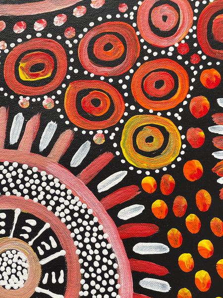 #227 My Dreamtime Stories (Sunset Tones): ANNA PETYARRE: Aboriginal Art: 95x118cm