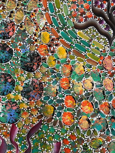 #281 Bush Yam Dreaming (Multi)- RACHAEL NAMBULA: Aboriginal Art: 155cm x 90cm