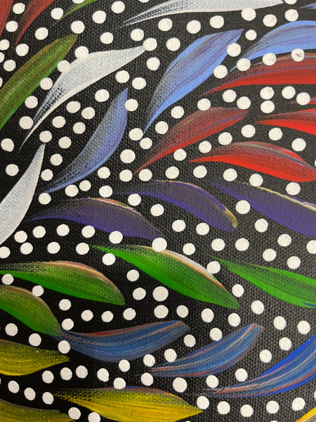 #382 Bush Medicine Leaves & Seeds (Multi) - CAROLINE NUMINA Aboriginal Art:  51cm x 36cm