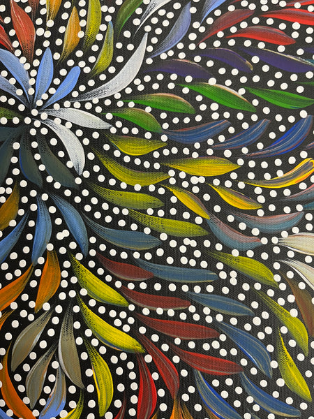 #382 Bush Medicine Leaves & Seeds (Multi) - CAROLINE NUMINA Aboriginal Art:  51cm x 36cm