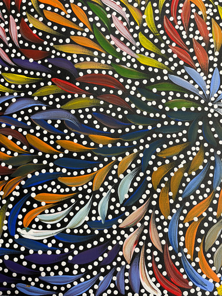 #382 Bush Medicine Leaves & Seeds (Multi) - CAROLINE NUMINA Aboriginal Art:  51cm x 36cm