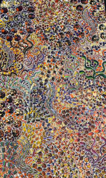 #37 Bush Yam Dreaming (Multi)- RACHAEL NAMBULA: Aboriginal Art: 150cm x 95cm