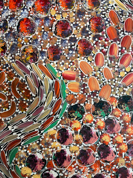#237 Bush Yam Dreaming (mULTI)- RACHAEL NAMBULA: Aboriginal Art: 90cm x 70cm