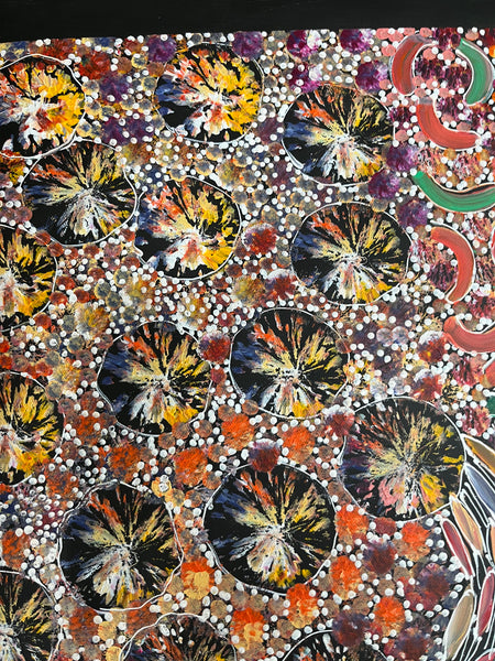 #237 Bush Yam Dreaming (mULTI)- RACHAEL NAMBULA: Aboriginal Art: 90cm x 70cm