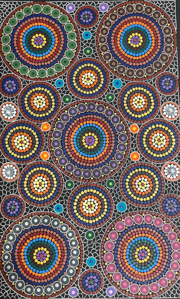 #6 - Bush Medicine Dreaming (Multi) -ARTIST:  MARYANNE GIBSON 59cm x 96cm