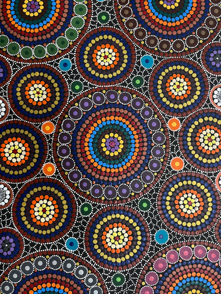 #6 - Bush Medicine Dreaming (Multi) -ARTIST:  MARYANNE GIBSON 59cm x 96cm