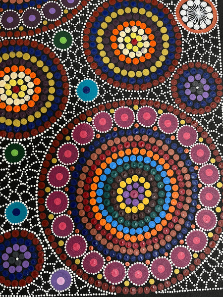 #6 - Bush Medicine Dreaming (Multi) -ARTIST:  MARYANNE GIBSON 59cm x 96cm