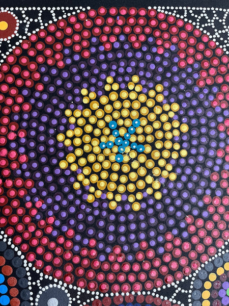 #303 - Bush Medicine Dreaming (Multi) - ARTIST: MARYANNE GIBSON 59cm x 97cm