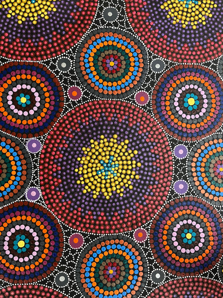 #303 - Bush Medicine Dreaming (Multi) - ARTIST: MARYANNE GIBSON 59cm x 97cm