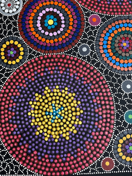 #303 - Bush Medicine Dreaming (Multi) - ARTIST: MARYANNE GIBSON 59cm x 97cm
