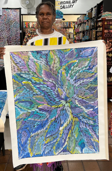 #125 Bush Medicine Leaves (Lavender) - CAROLINE NUMINA Aboriginal Art:  72cm x 92cm