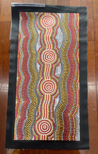 #137 Sacred Waterholes - My Country (Metallic Earths) - SHARON BUTCHER 41x87cm